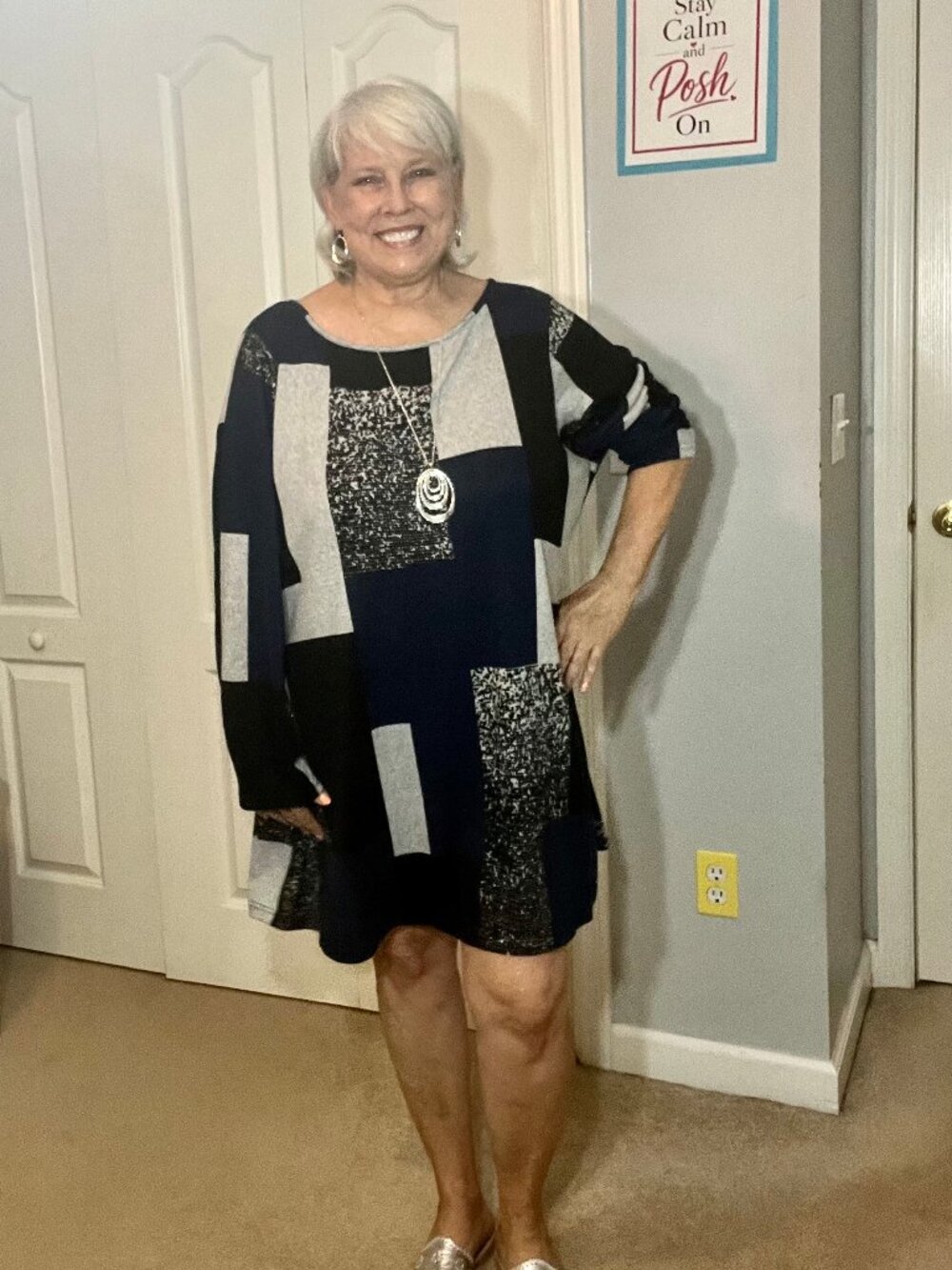 BloomChic Lightweight Geometric Mini Dress | XXL Long Sleeve Tunic Cover-Up